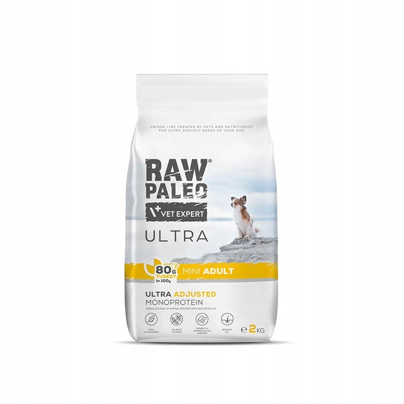 Levně Raw Paleo Ultra Turkey Mini Adult 2kg Kompletní krmivo pro dospělé psy malých plemen s krůtím masem
