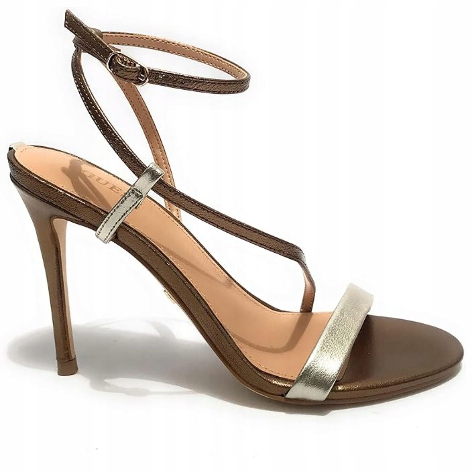 Dámské sandály s podpatky Guess Kadera kožené, hnědé, elegantní, velikost vel.