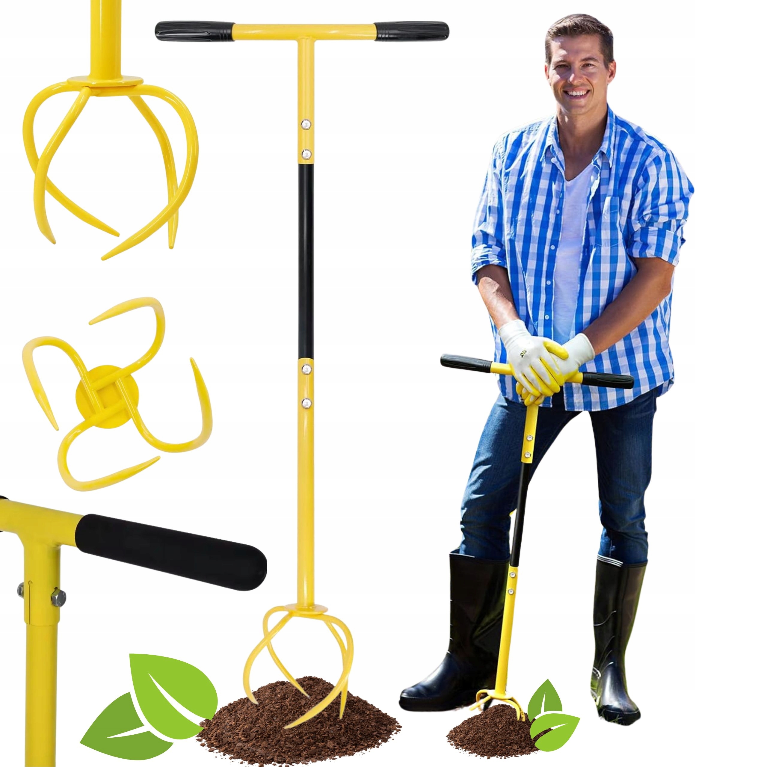 KULTYWATOR RĘCZNY SPULCHNIACZ GLEBY OGRODOWY OBROTOWY REGULACJA WYSOKOŚCI