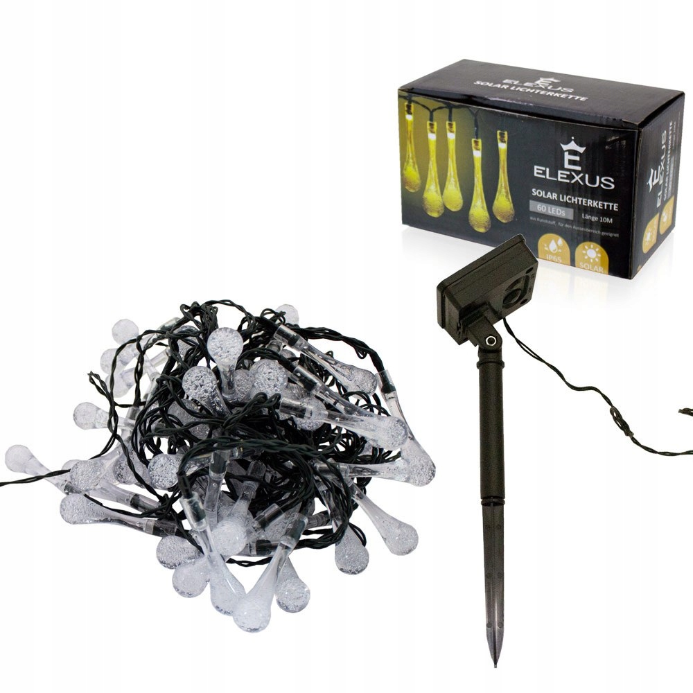 

Lampki solarne girlanda 60x Led krople wody