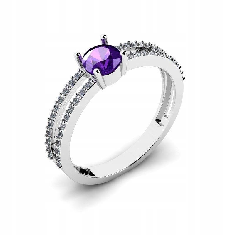 

Pierścionek Z Białego Złota Ametyst I Brylanty