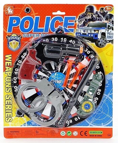 PISTOLET NA STRZAŁKI ZESTAW POLICYJNY KAJDANKI 209