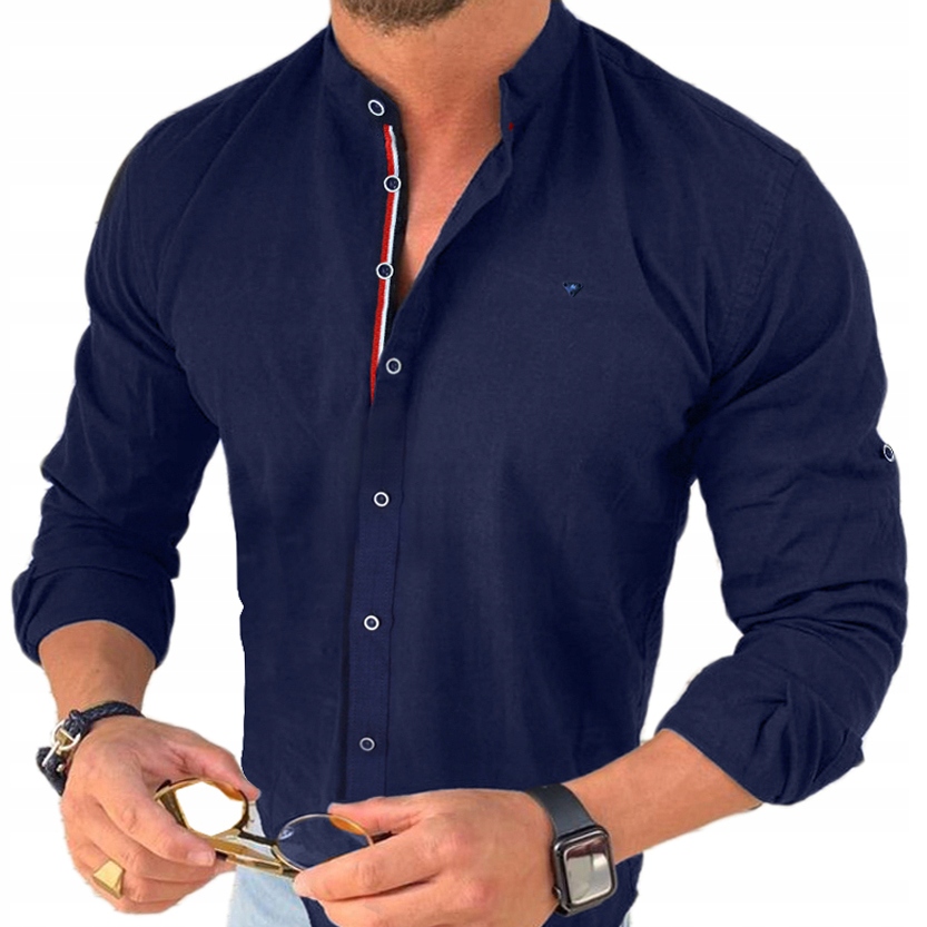 Pánská košile Stojka Casual Denní Lněná Len