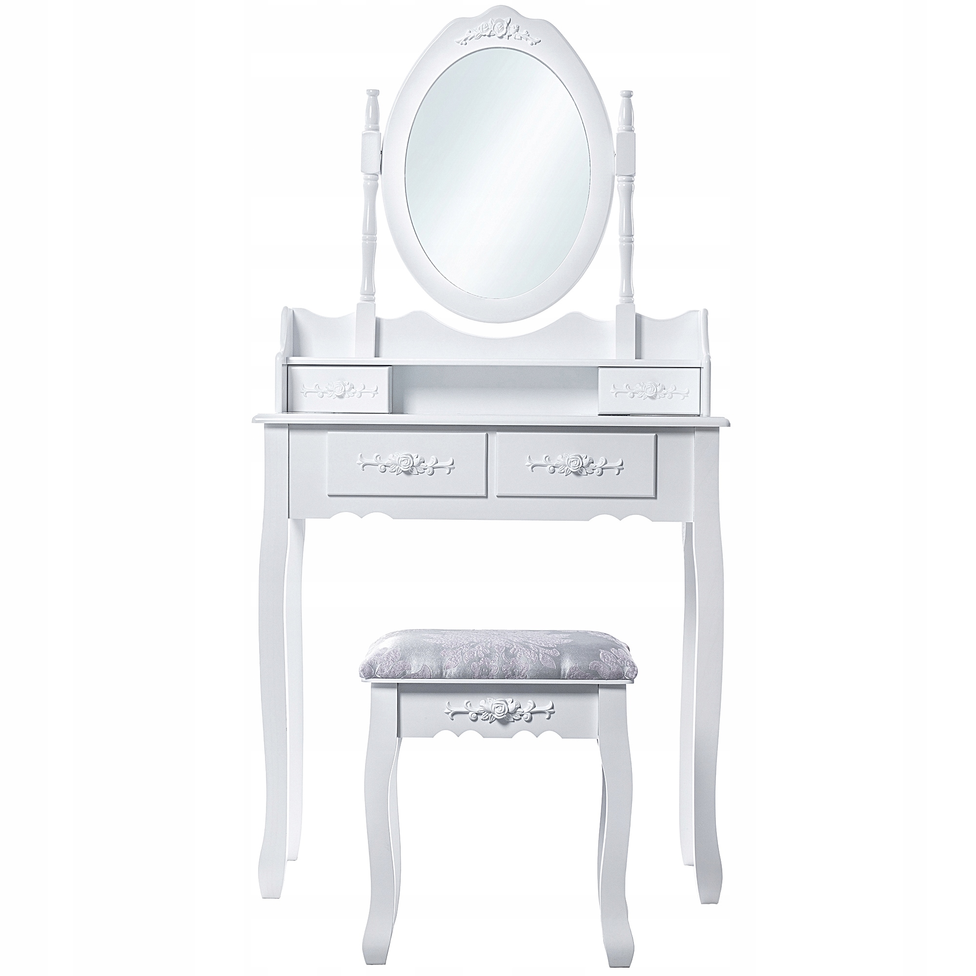 

Toaletka Kosmetyczna Z Lustrem Taboretem Biała