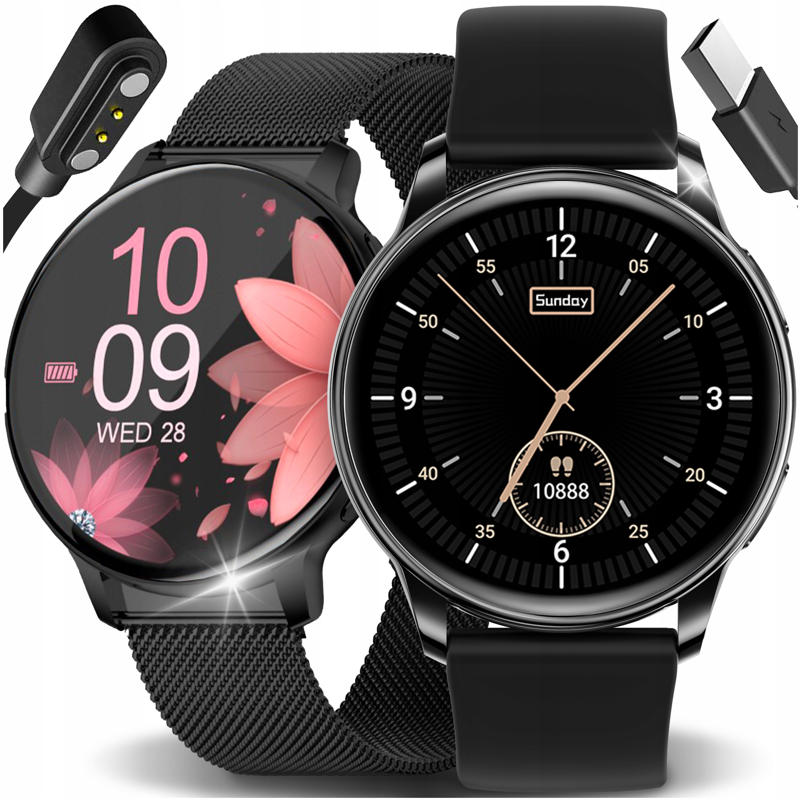 SMARTWATCH ZEGAREK DAMSKI POLSKIE MENU ROZMOWY CIŚNIENIE + 2 PASKI GRATIS Marka JG Smart