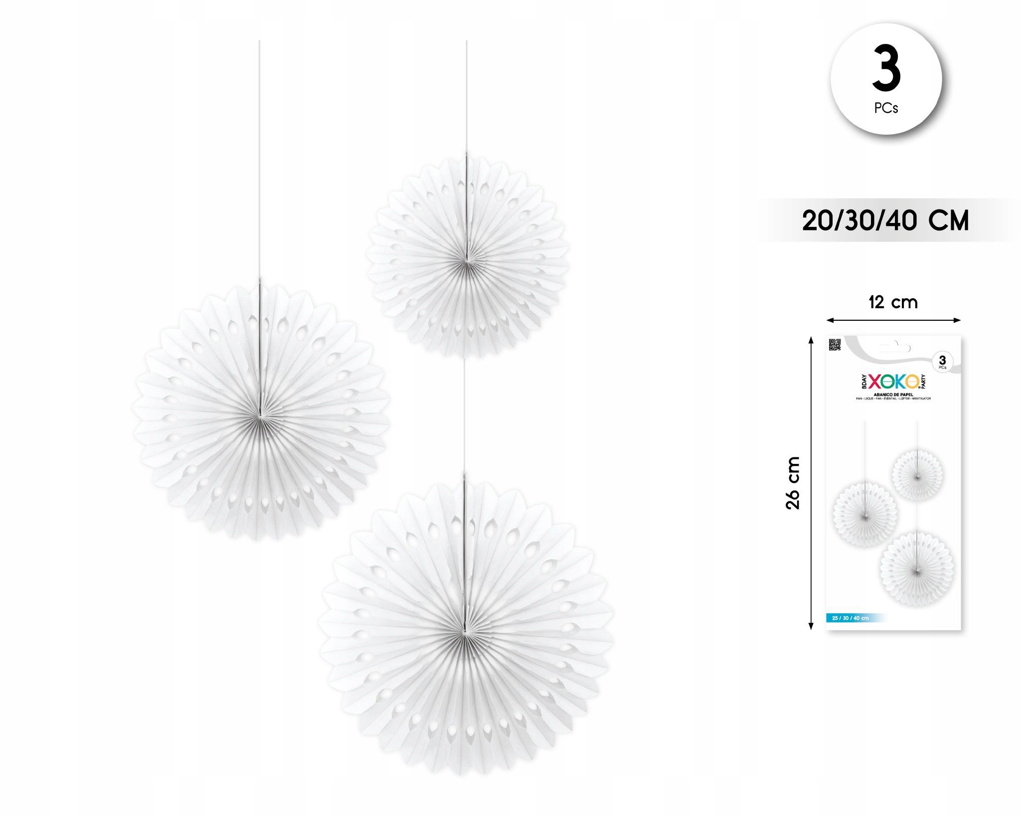 Dekoracja biała 3szt, 20, 30, 40cm