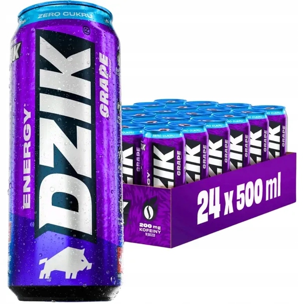Levně Divoký energy energetický nápoj s příchutí hroznové víno 500 ml x 24 kusů