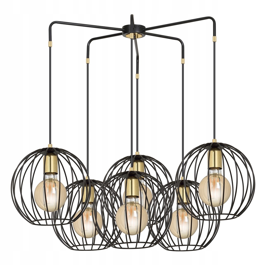 Závesná lampa Albio 6 Black moderná, loft, čierna/zlatá