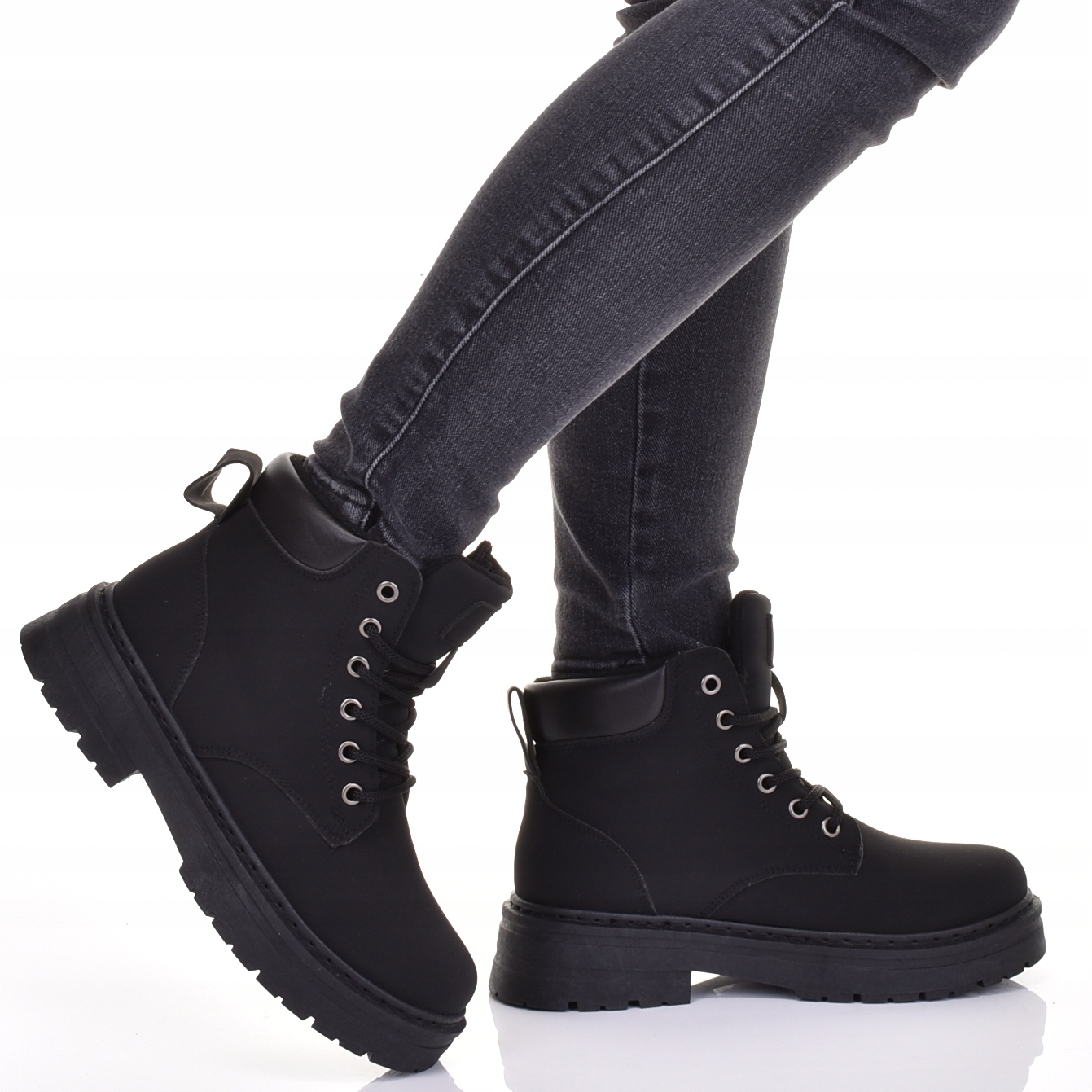 ŚNIEGOWCE TRAPERY DAMSKIE SKÓRZANE BUTY ZIMOWE Z OCIEPLENIEM Długość wkładki 24 cm