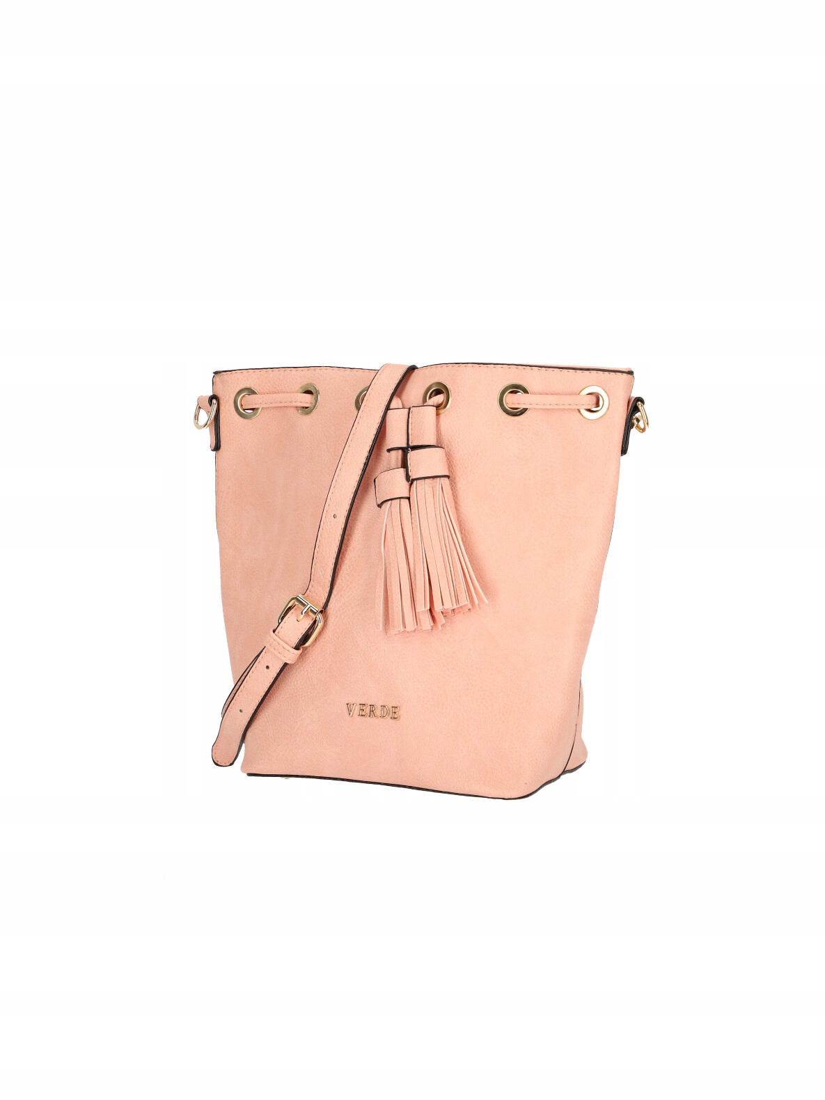 Różowa torebka worek ściągana Verde Wysokość 27 cm