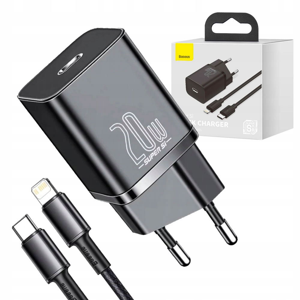 BASEUS SZYBKA ŁADOWARKA SIECIOWA DO TELEFONU IPHONE USB-C PD 20W +KABEL IP