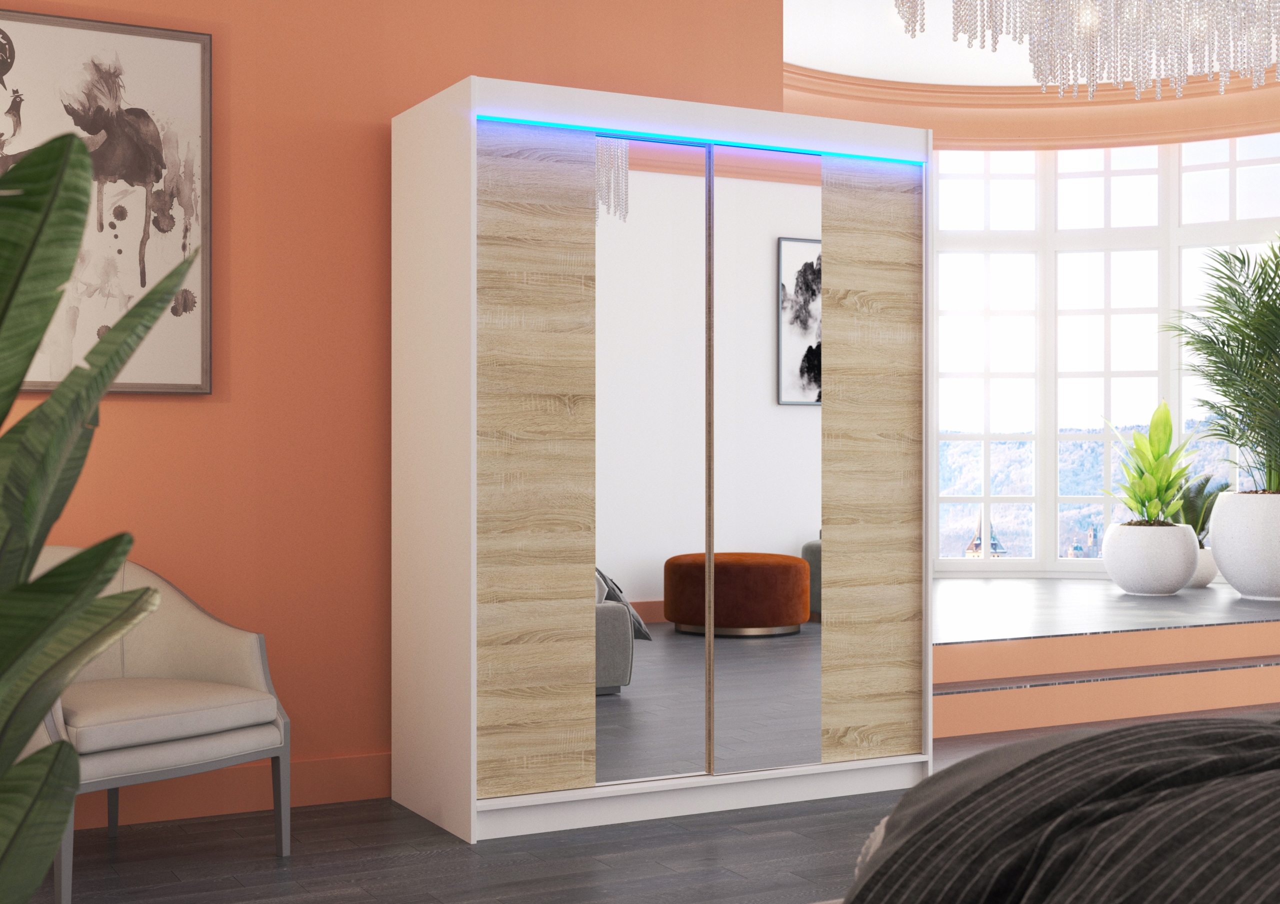 Szafa przesuwna z lustrem i oświetleniem LED FEVER 150 — 6