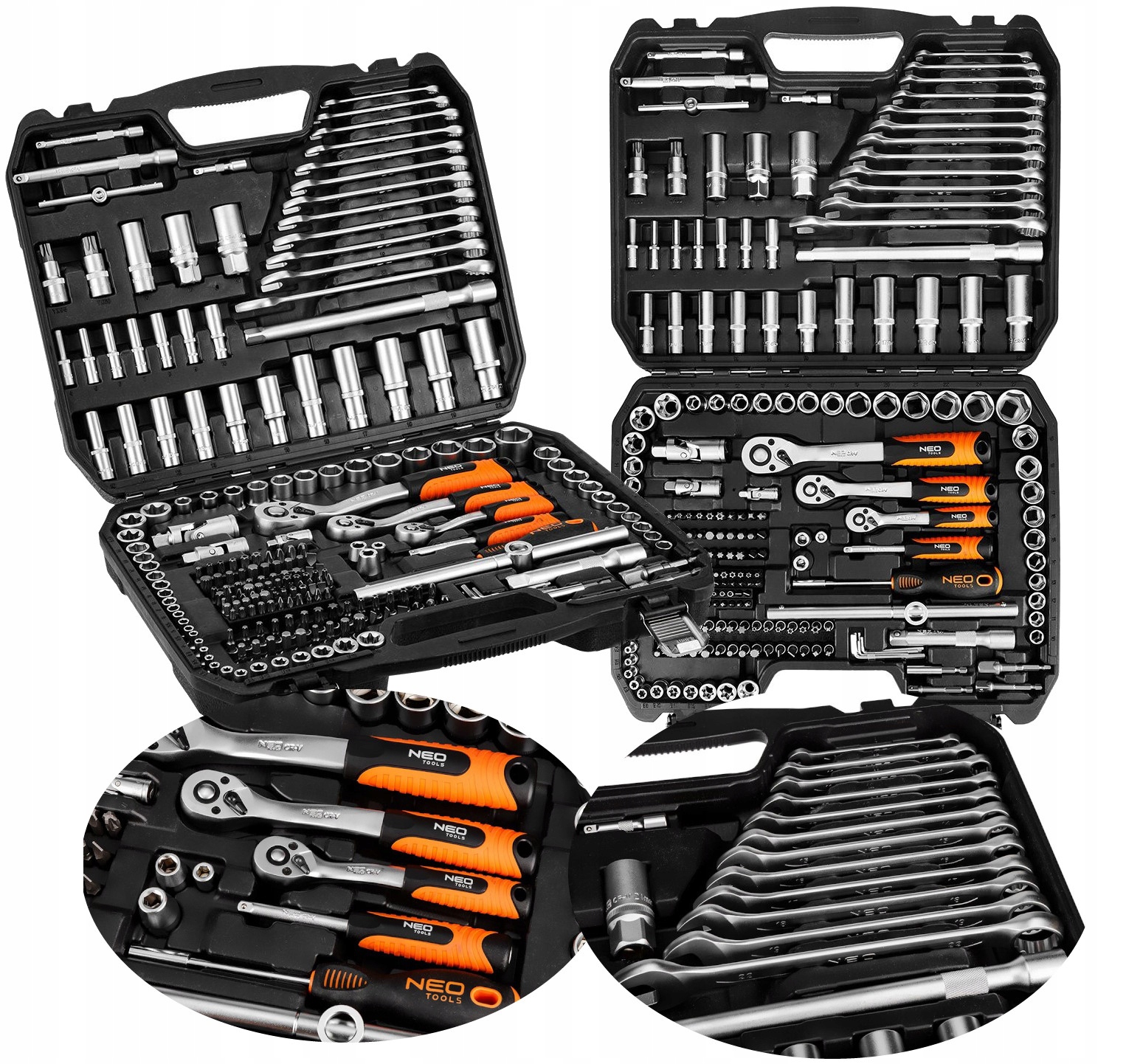 Sada nástrčných a plochých kľúčov v kufríku 1/2 3/8 1/4 220ks Neo