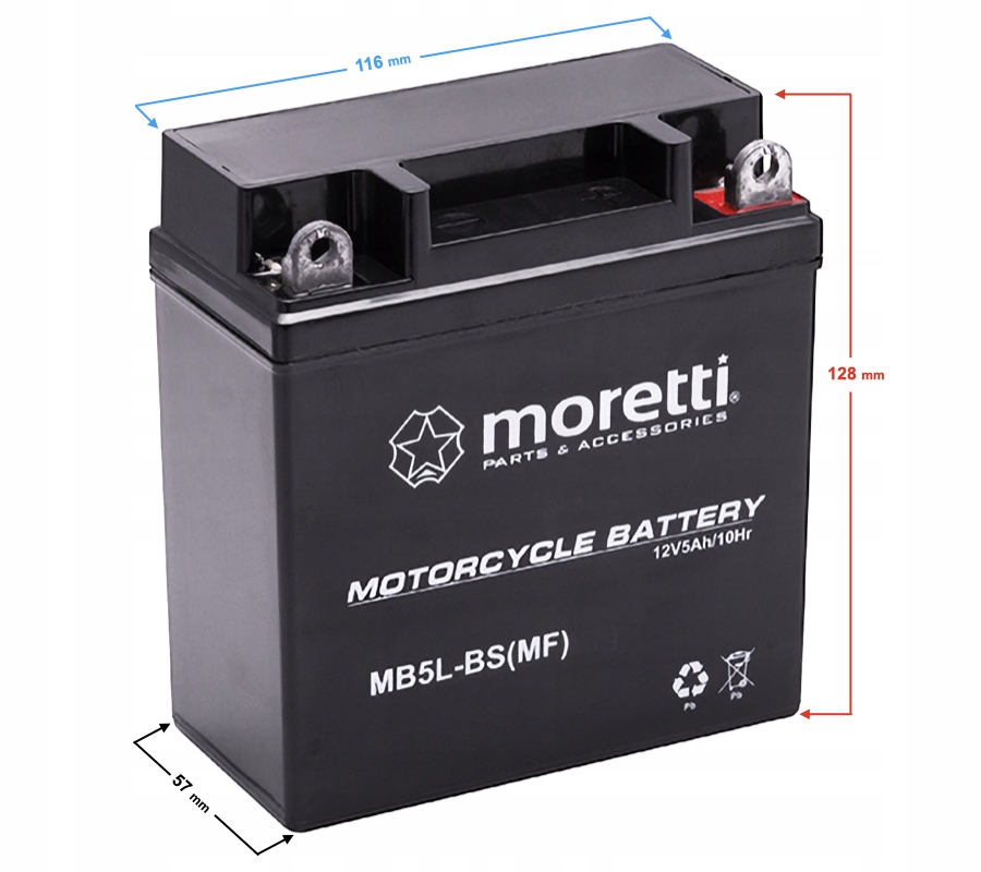 

Motocyklowy akumulator 5Ah MB5L-BS Gel Moretti