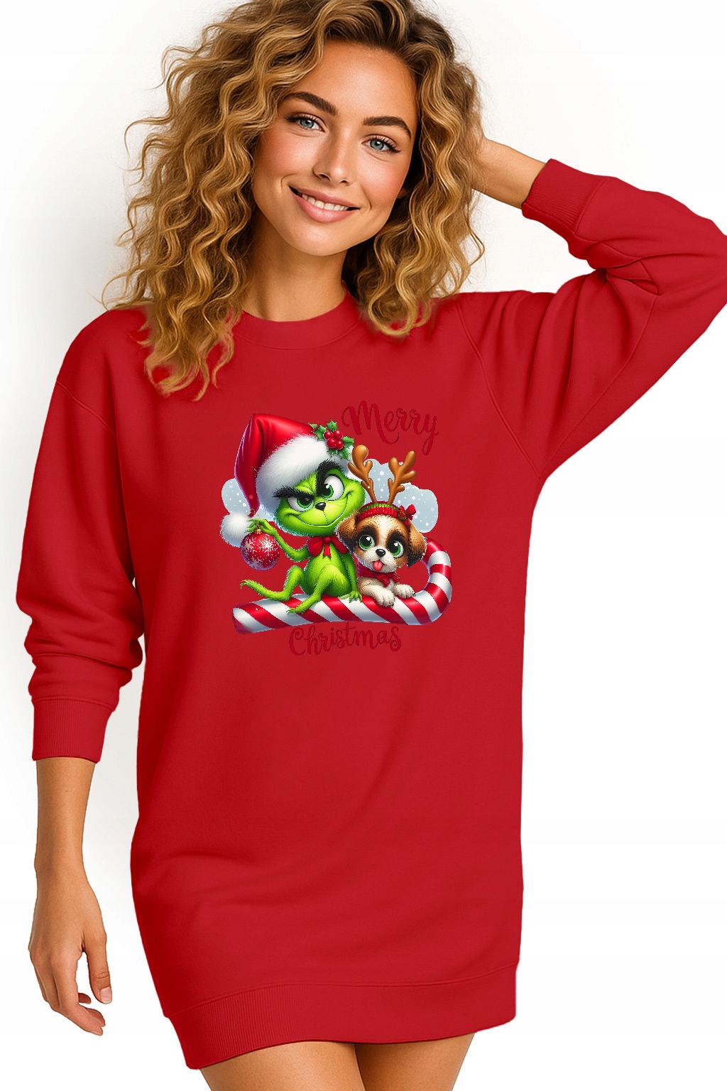 Mikina Dámská Vánoční Oversize Šaty Grinch Sob Dárek Vánoce S