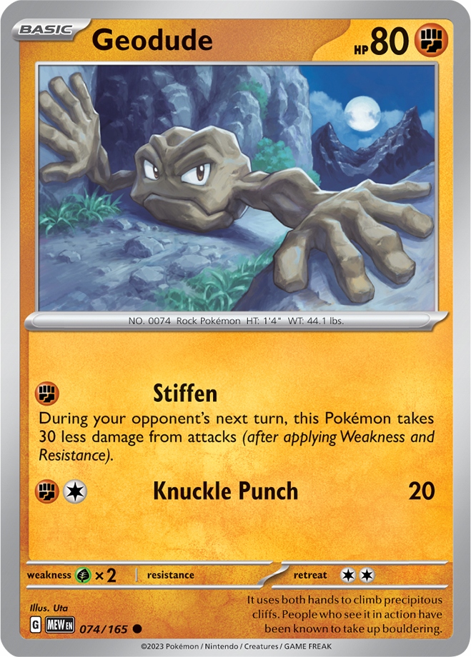 Oryginalna Karta Pokemon Geodude (mew 074) Reverse Holo