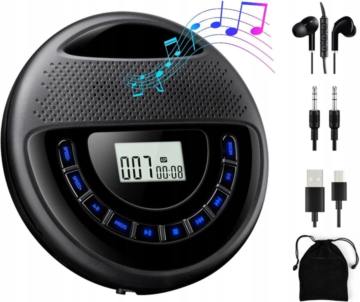 Odtwarzacz CD płyt MP3, SAMOCHODOWY, BLUETOOTH, AUX, GŁOŚNIKI, + SŁUCHAWKI