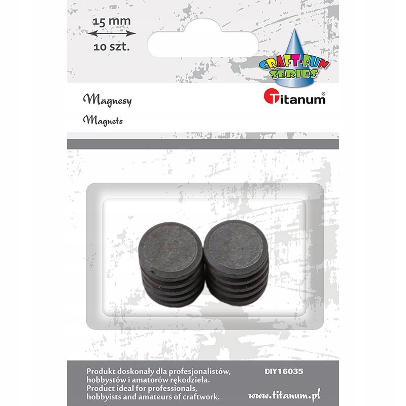 

Magnesy okrągłe czarne 1,5cm 15mm op.10szt Titanum
