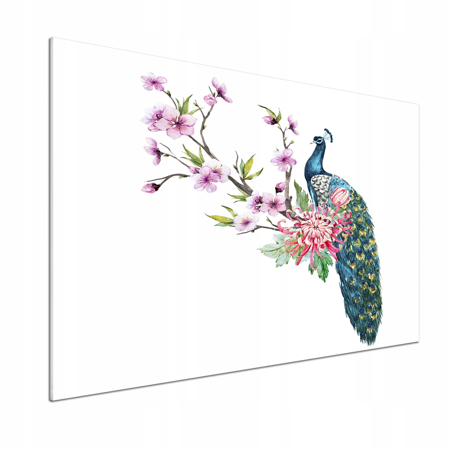 Dekoračný panel zo skla Páv a kvety 100 x 70 cm Lepidlo
