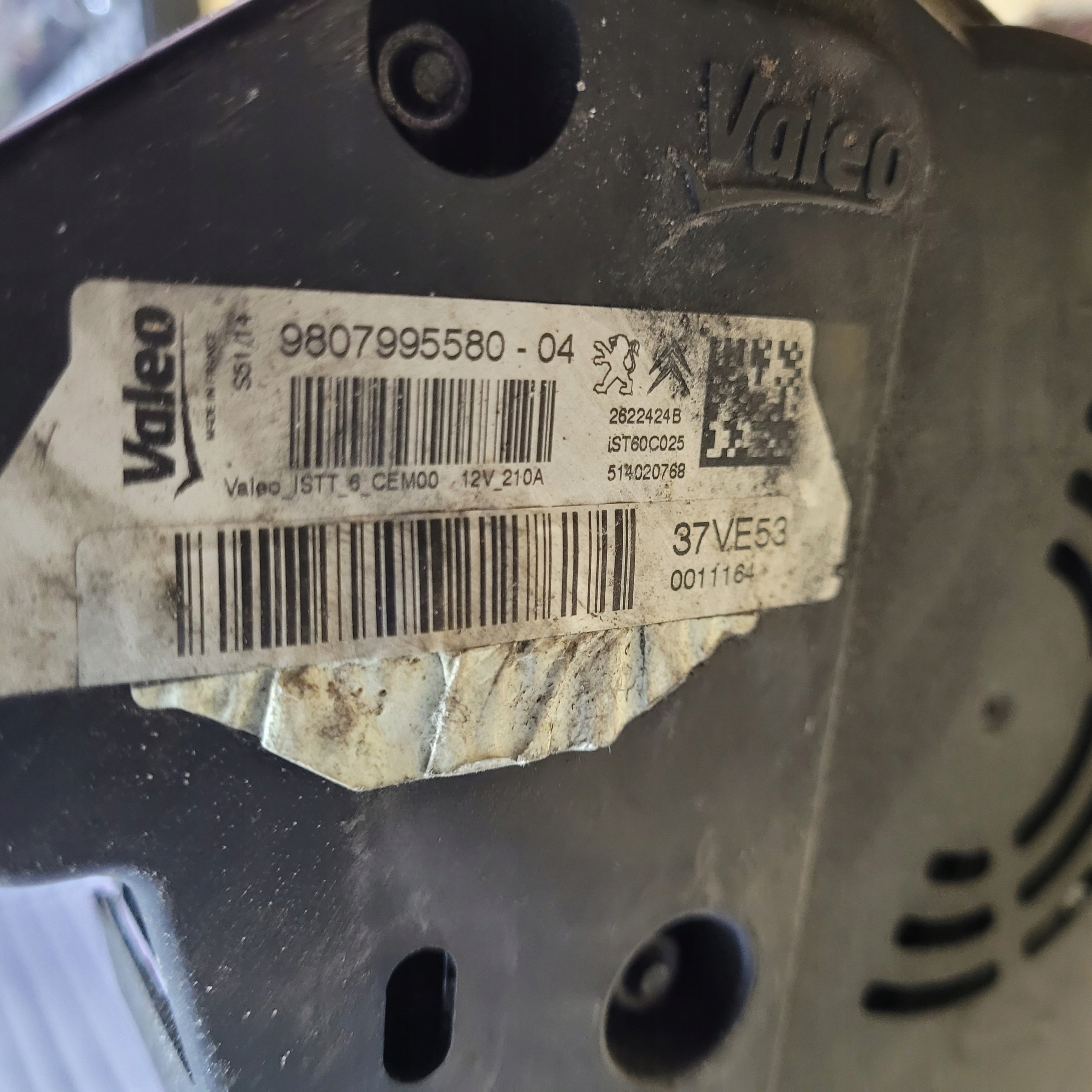ALTERNATOR START STOP PSA 9807995580 2.0 BLUEHDI