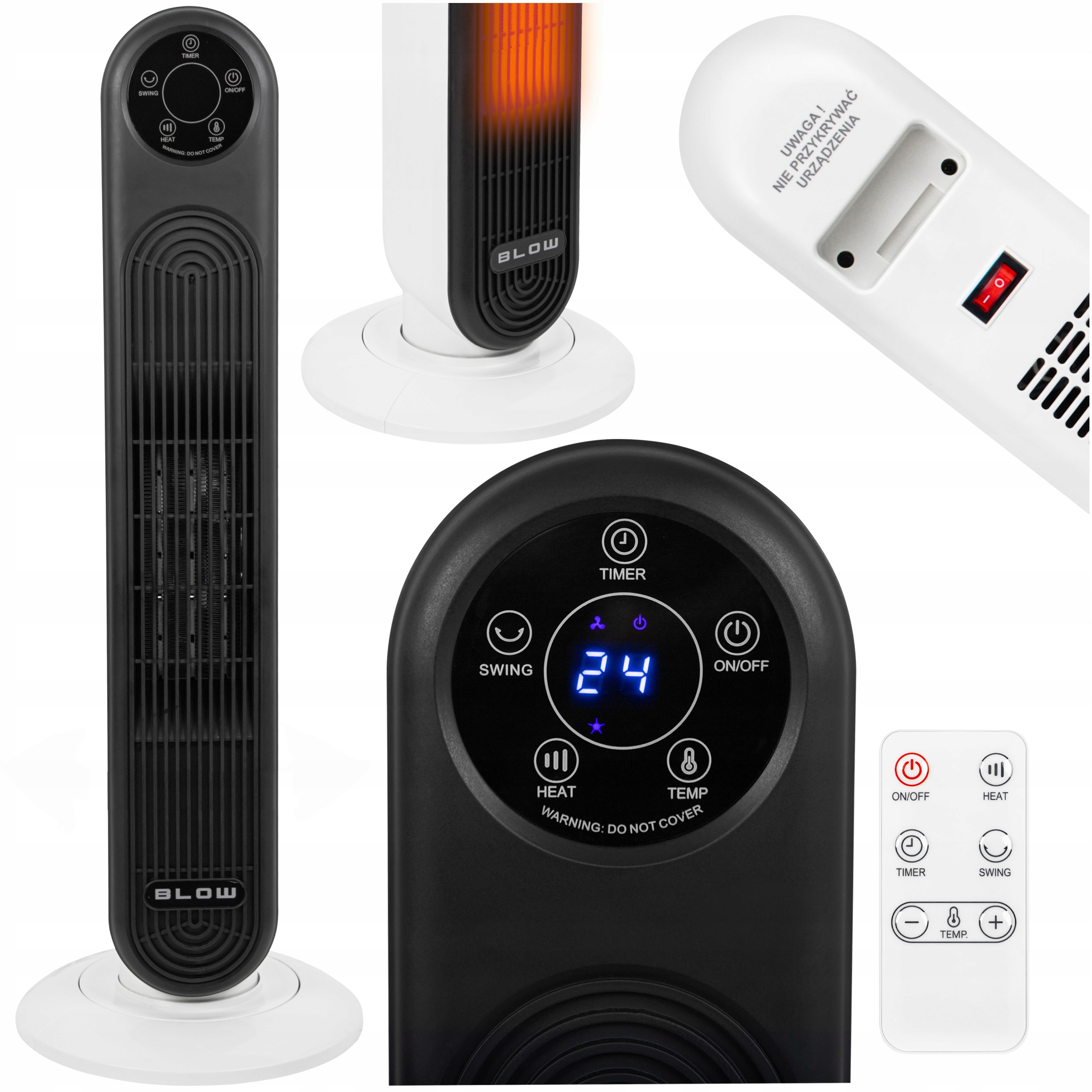 Elektrický Termoventilátor Farelka Keramický Radiátor Pohyblivý 2kW Pilot