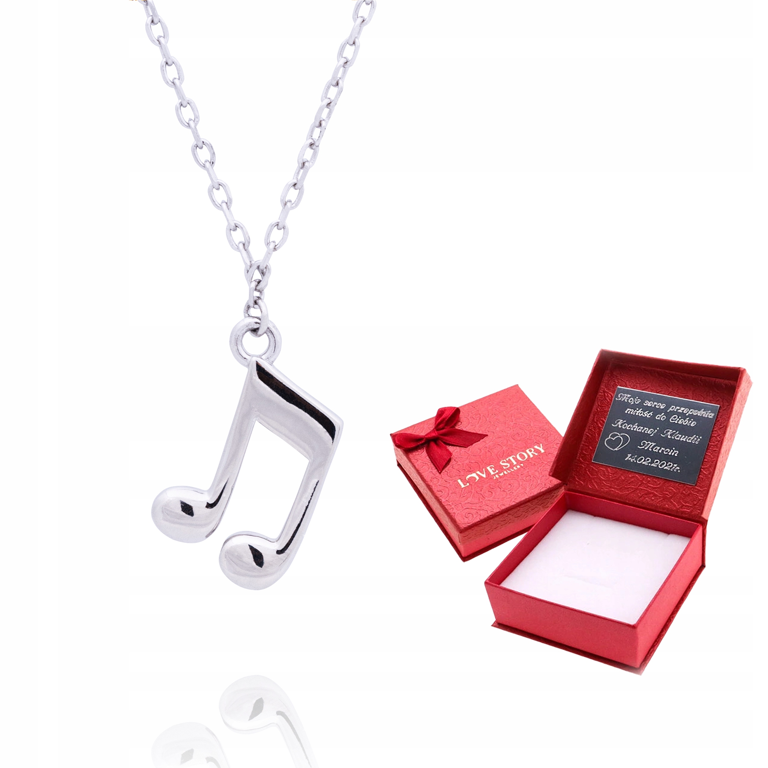 

Naszyjnik srebrny z nutami 925