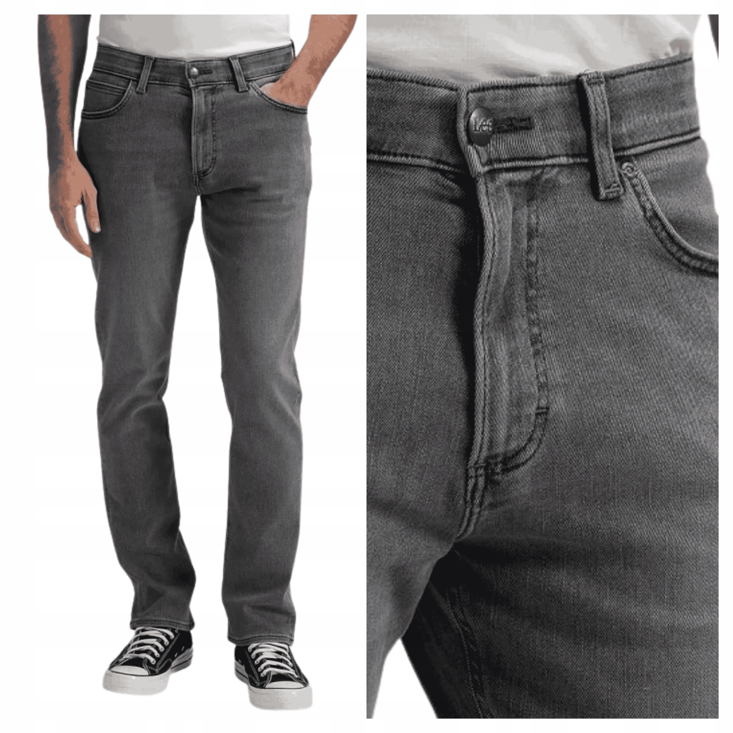 Pánské kalhoty Lee Rider Šedé Džíny Přiléhavé Bavlněné Denim W34 L34