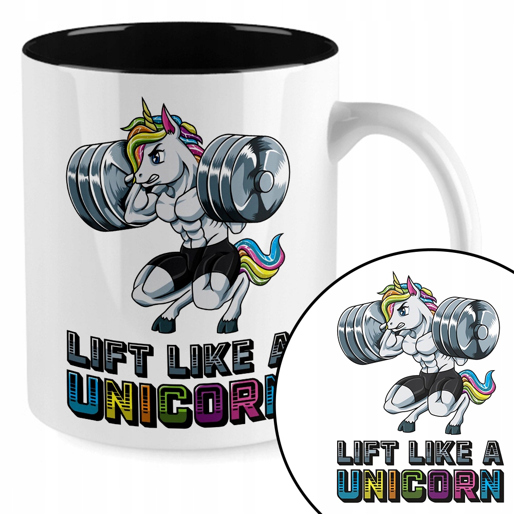 

Kubek Czarny Lift Like A Unicorn Jednorożec