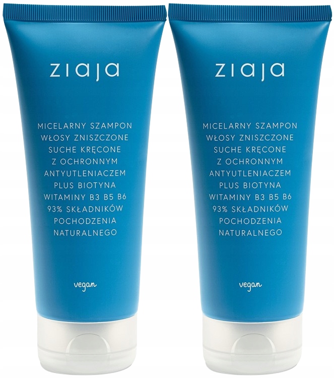 Ziaja 2 x Ziaja Micelarny Szampon Włosy Zniszczone, Suche, Kręcone Nawilża