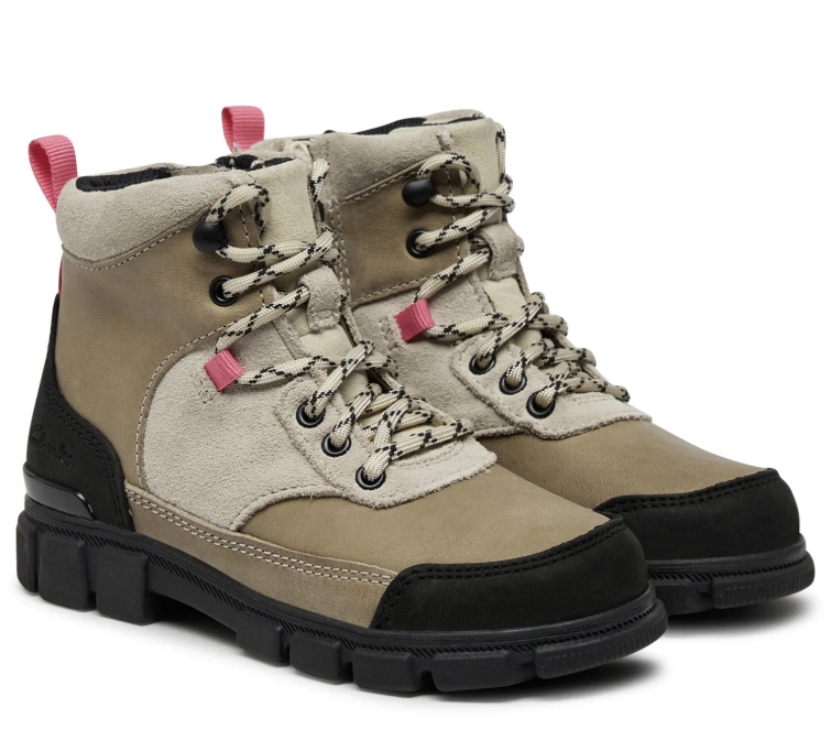Clarks Trzewiki Dziecięce Beżowe Zamszowe Z Kontrastami 28,5 J0C