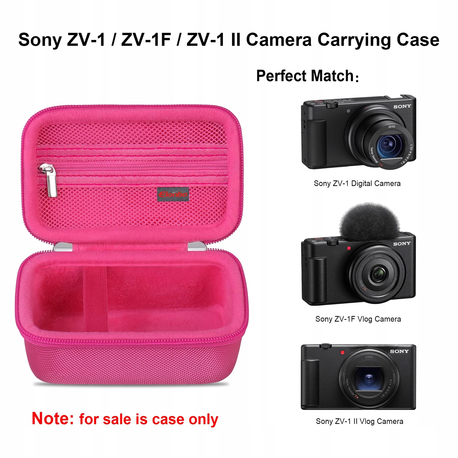 ELONBO Torba Podróżna Do Sony ZV-1 ZV-1F ZV-1 II Kamera 4K Himbeere — miniatura 2