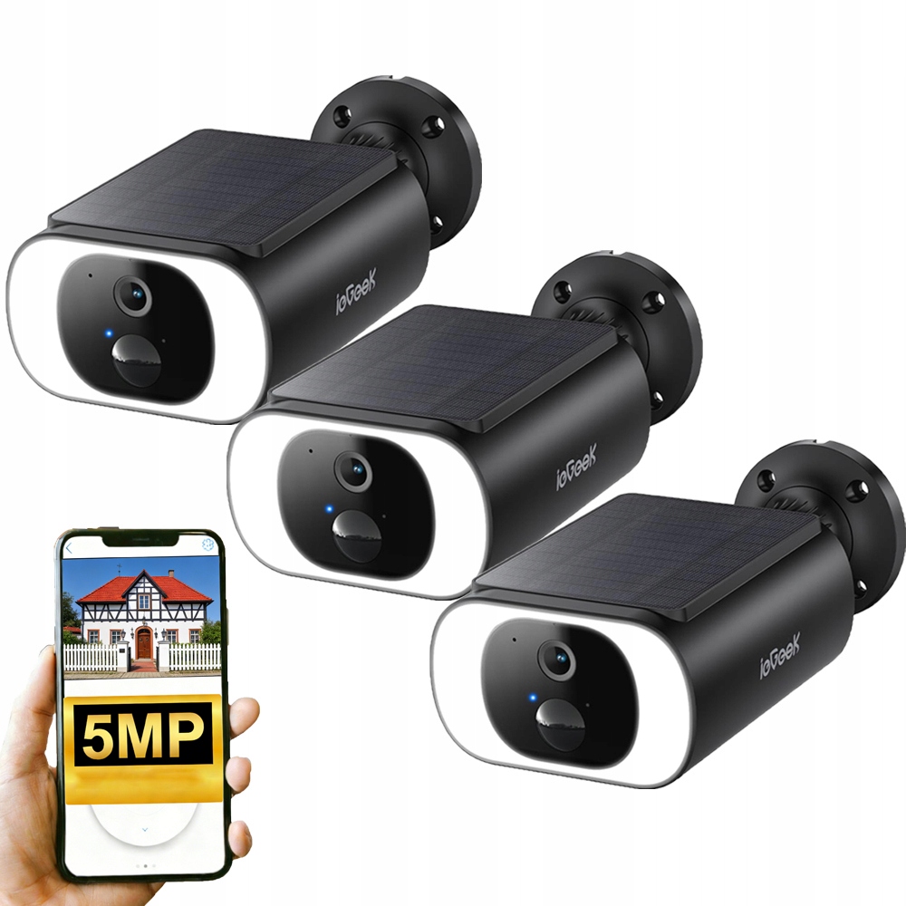 3 kusy Venkovní kamera dohlížející na WiFi 5MPX noční vidění barva s Alexou