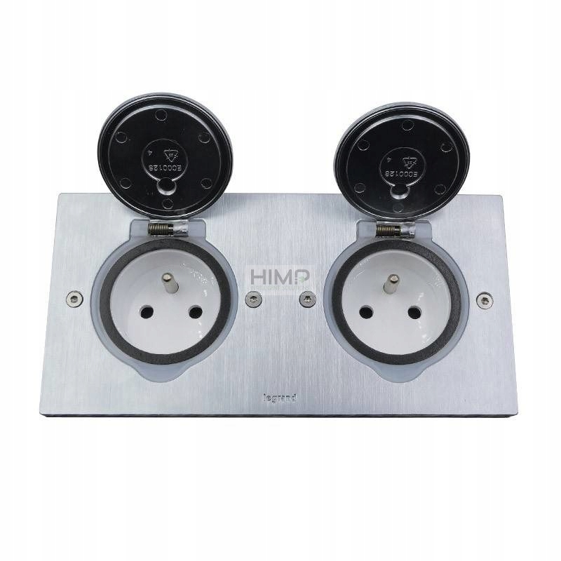 Dvojitá podlahová zásuvka Inox Legrand 089702