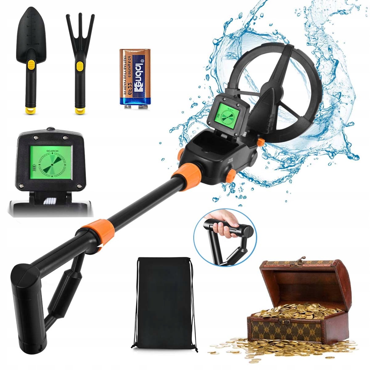 Detektor Kovů Detektor Kovu Zlatého Stříbra, Mince Pokladů Nastavitelné +LCD