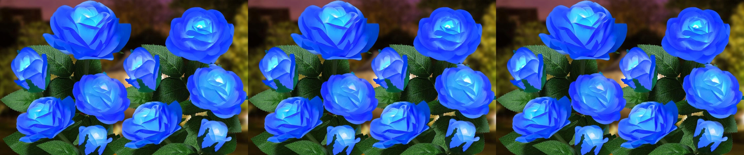 LAMPA SOLARNA OGRODOWA WBIJANA LED RÓŻA 80cm Sztuczne Kwiaty Lampki Solarne Barwa światła niebieski