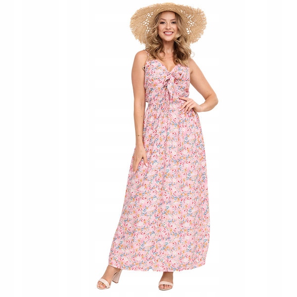 

V099 Pink Wzorzysta Sukienka Damska XL/XXL - 43