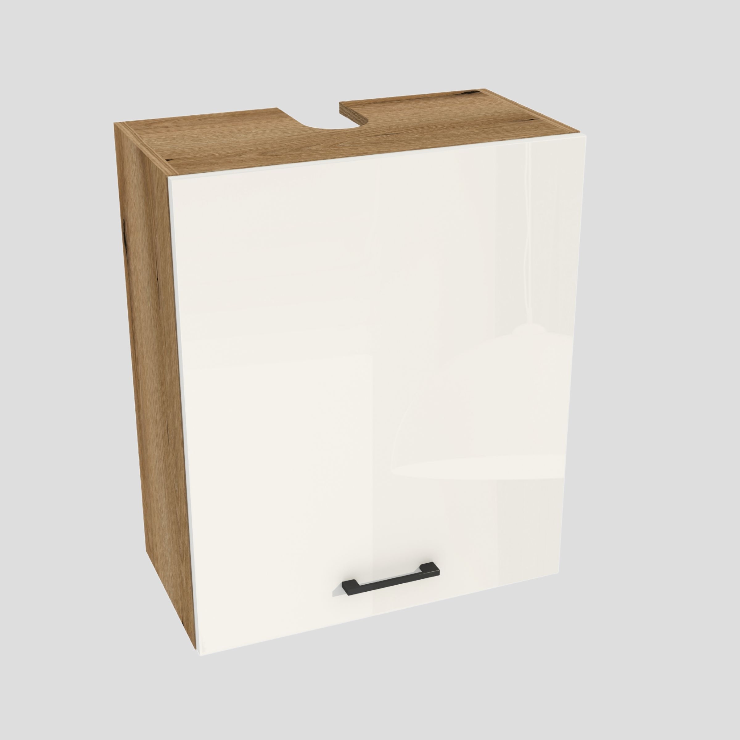 Horná kuchynská digestorová skrinka 60/72 Capri Dub Evoke front Biely Akryl Lesk