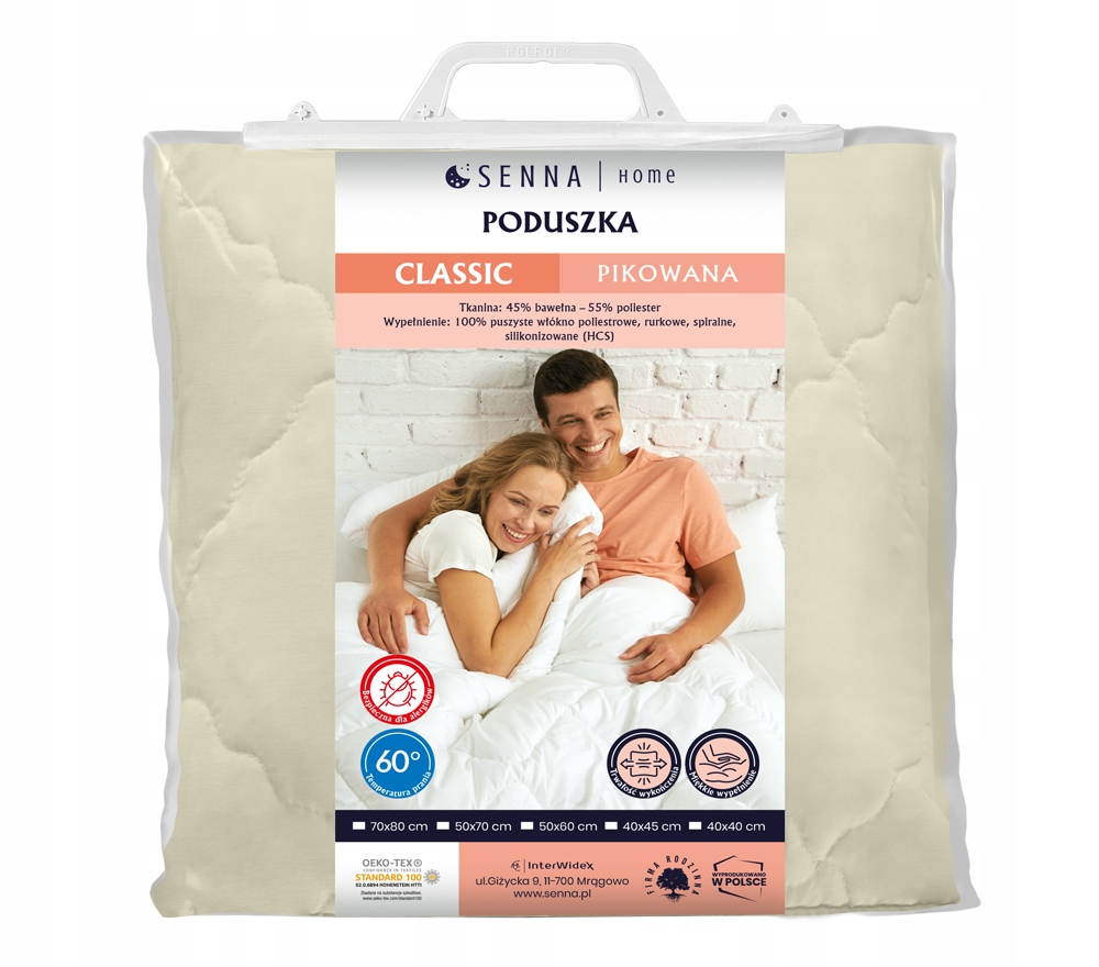 Poduszka Classic Pikowana 40x40 600g Inter Widex