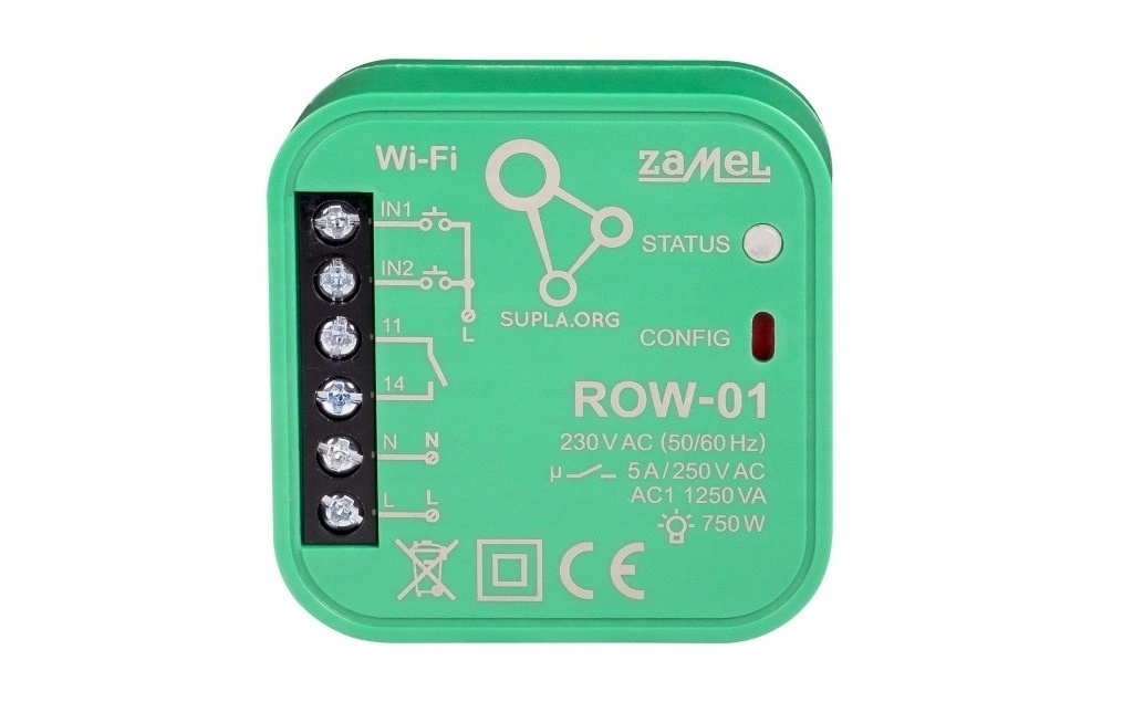 Sterownik 1-kanałowy Wi-Fi dopuszkowy Dwukierunkowy SUPLA ROW-01 ZAMEL Rodzaj inny