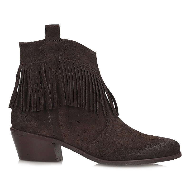 Kožené semišové kovbojské boty kotníkové boty Exquisite 1452 czekol.wel