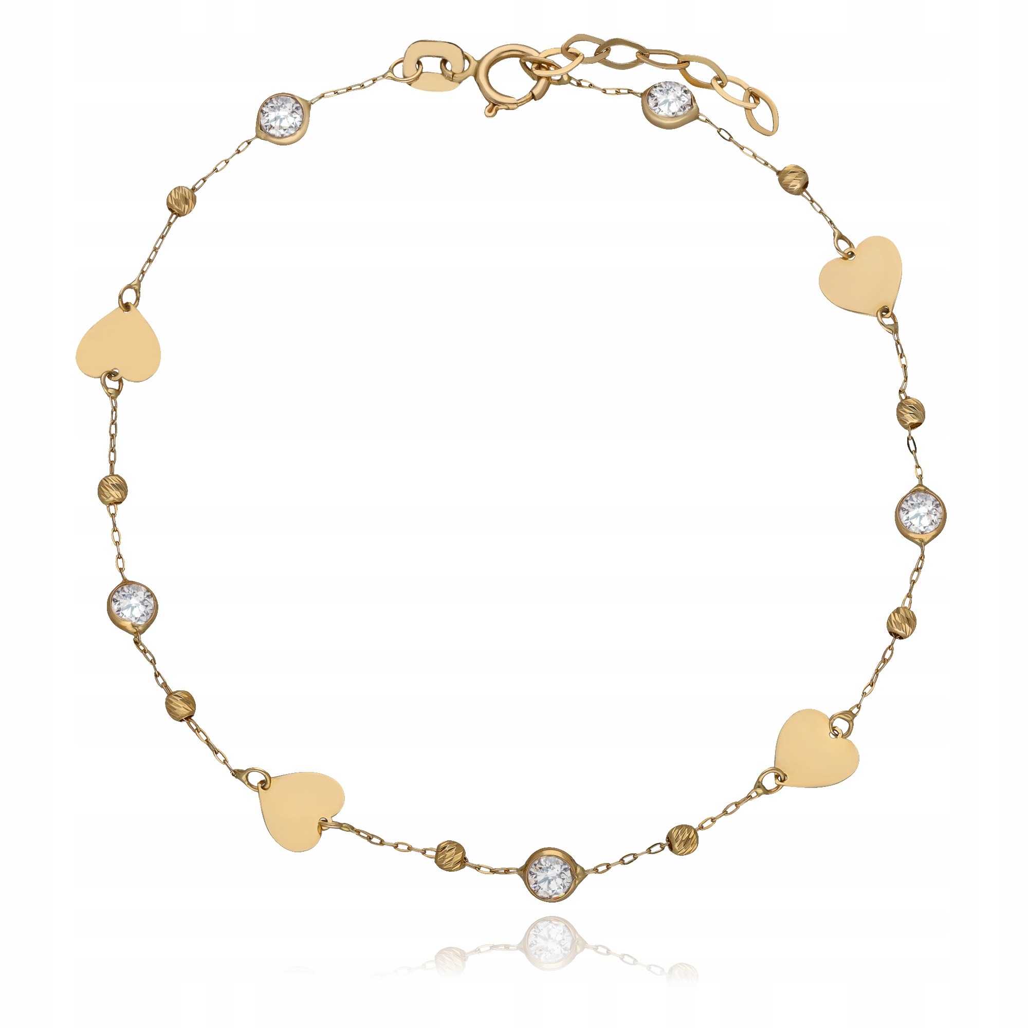 Zlatý Dámský Náramek Na Ruku Srdce Zirkony