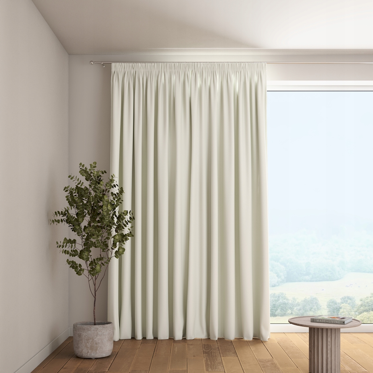 Záves na vlnitej páske 1 ks 130x245 cm biely