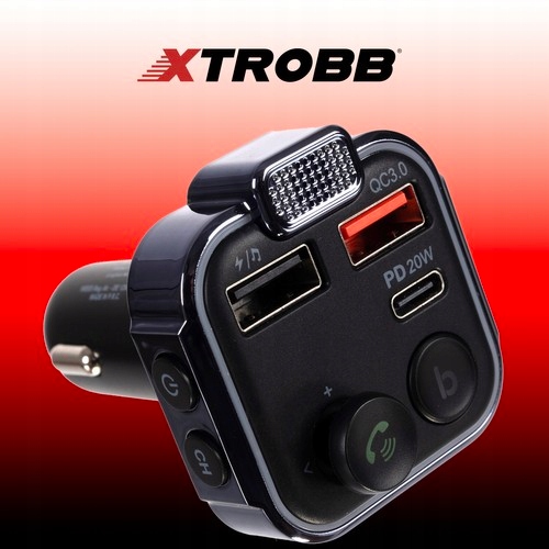 Transmiter Bluetooth FM Ładowarka Adapter 2xUSB + USB Typ-C Mp3 Samochodowy Marka Xtrobb