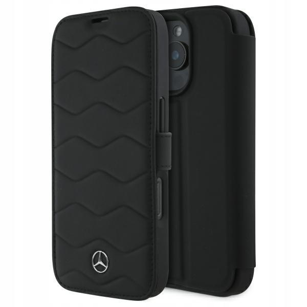 Etui z klapką do iPhone 16 Pro Max, Mercedes Mb Waves Leather, skórzane