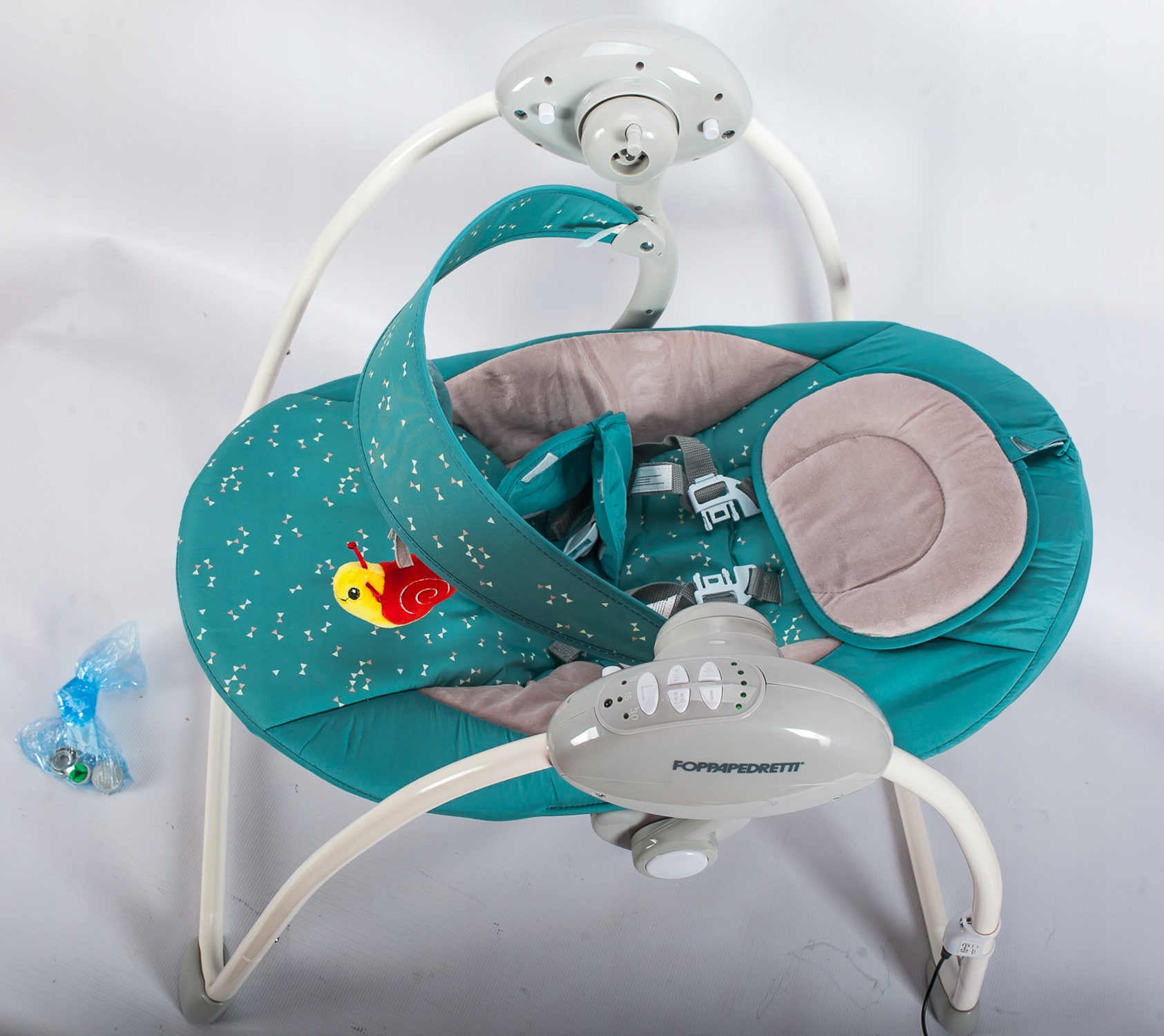 Leżaczek bujaczek port USB, 12 melodii + zasilacz