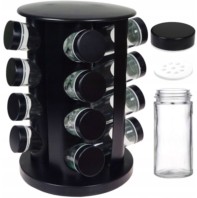 STOJAK NA PRZYPRAWY ORGANIZER 16 SZKLANE SŁOICZKI POJEMNIKI +144NAKLE LEJEK Marka Logic