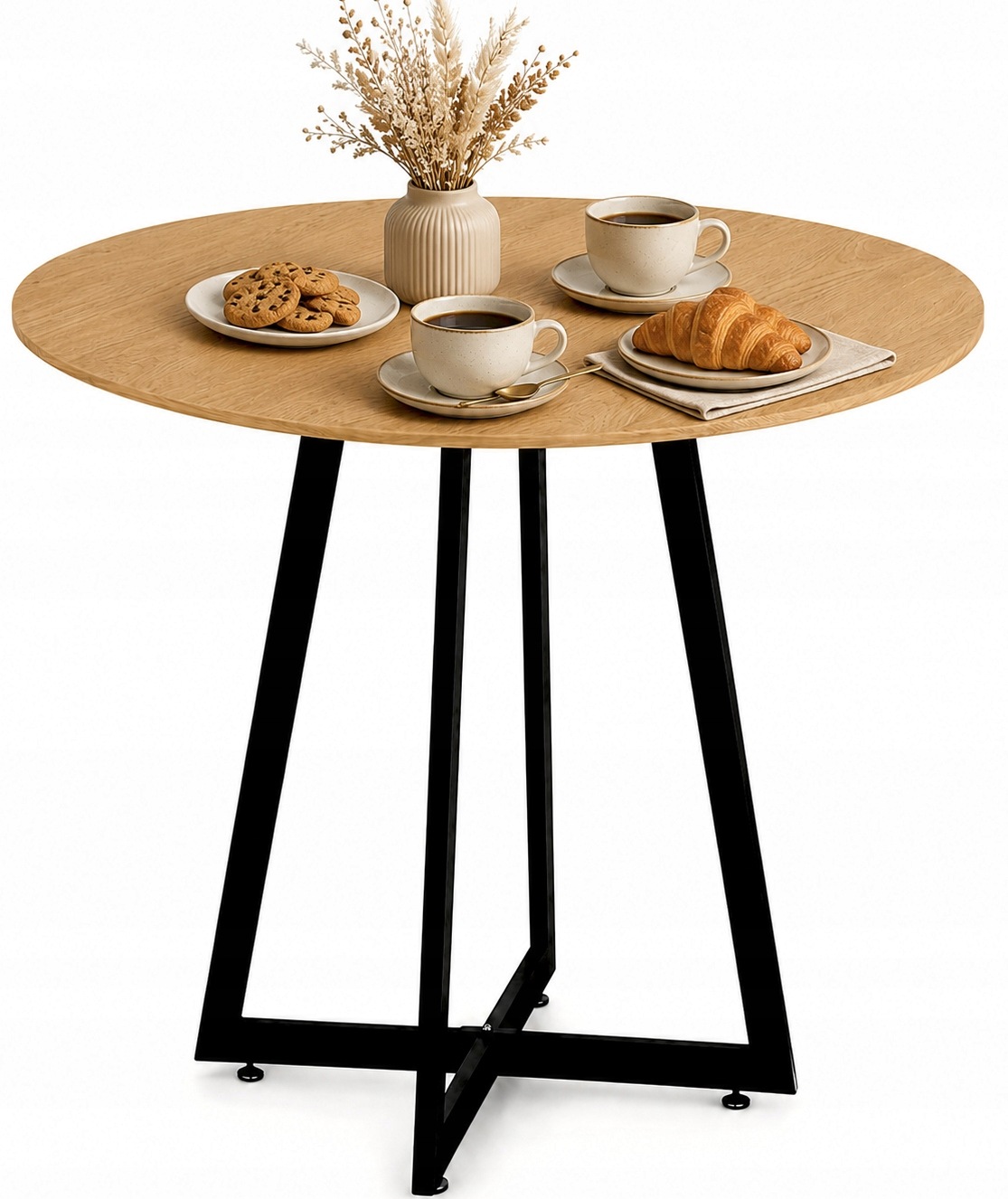 Stół Okrągły Obiadowy Skandynawski Loft 80 cm Do Salonu Jadalni