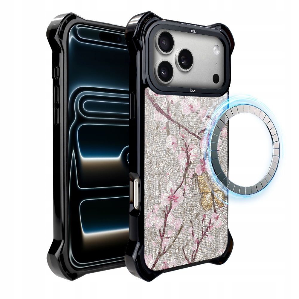 Pouzdro pro iPhone 17 Pro Ibizu DropGuard Ultra s MagSafe, třešňová mozaika