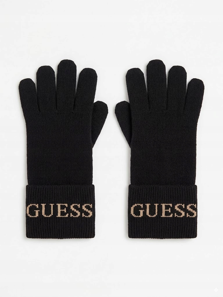 Guess Dlouhé Rukavice S Širokou Manžetou A Logem S Hlavou