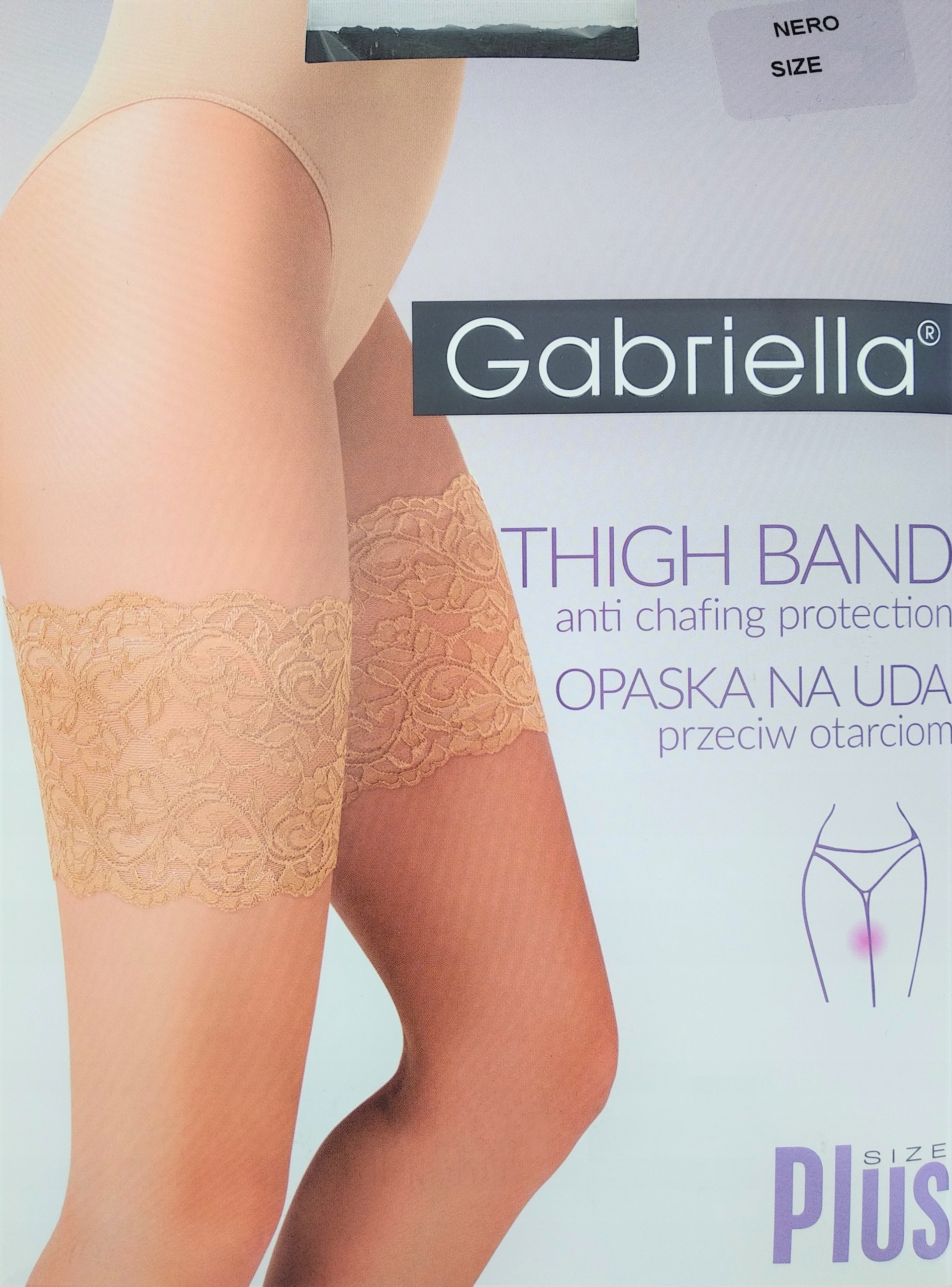 OPASKA NA UDA PRZECIW OTARCIOM KORONKA NERO 3/4